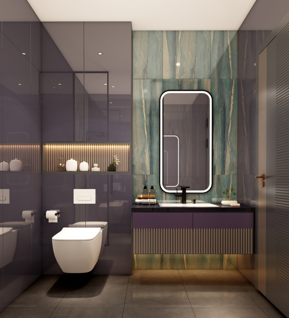 "Modern bathroom with custom fixtures and luxurious finishes by MBL Signature."