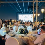 Guests at the Royal Yacht Club Residence launch event at The Como Garden, Palazzo Versace Dubai