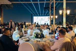Guests at the Royal Yacht Club Residence launch event at The Como Garden, Palazzo Versace Dubai