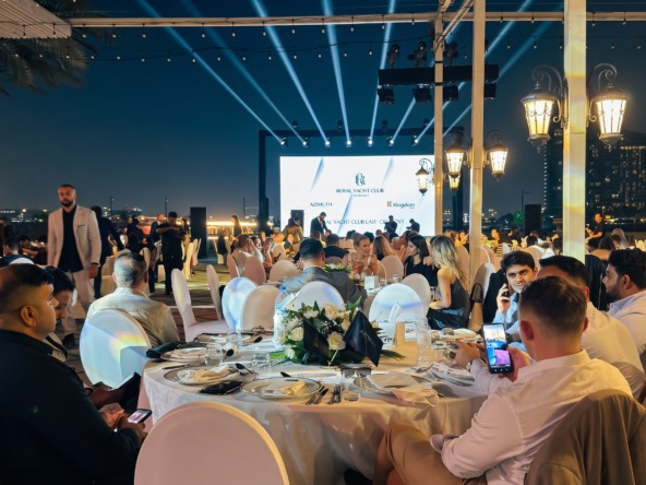 Guests at the Royal Yacht Club Residence launch event at The Como Garden, Palazzo Versace Dubai